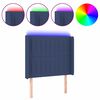 vidaXL Tăblie de pat cu LED, albastru, 93x16x118/128 cm, textil