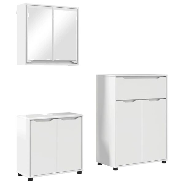 vidaXL Set de mobilier pentru baie 3 pcs Alb lucios Lemn compozit