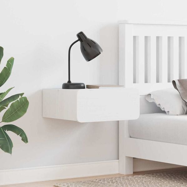 vidaXL Noptieră cu sertar Alb 39 x 34 x 16,5 cm Lemn masiv de pin