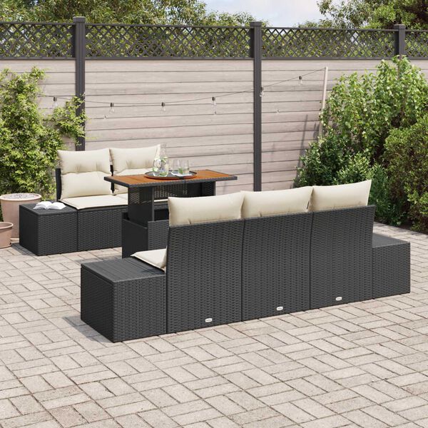 vidaXL Set de canapele pentru grădină 6 pcs Negru Rattan poli