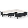 vidaXL Set mobilier de grădină cu perne, 11 piese, negru, poliratan