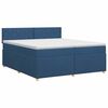vidaXL Pat boxspring cu saltea albastru 200 x 200 cm Țesătură
