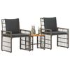 vidaXL Set de Mobilier pentru Exterior 3 pcs Negru și Gri &icirc;nchis