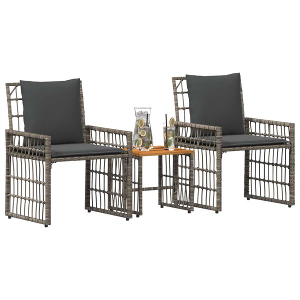 vidaXL Set de Mobilier pentru Exterior 3 pcs Negru și Gri &icirc;nchis