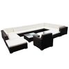 vidaXL Set mobilier de grădină cu perne, 12 piese, negru, poliratan