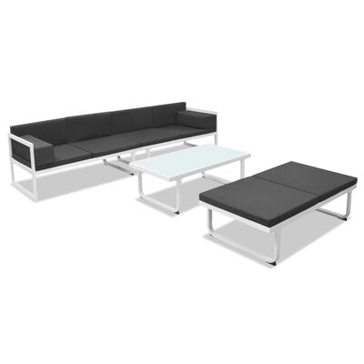 vidaXL Set mobilier de grădină cu perne, 4 piese, negru, aluminiu