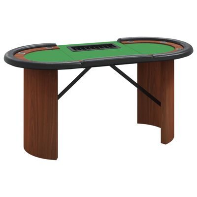 vidaXL Masă de poker 10 jucători, tavă jetoane, verde, 160x80x75 cm