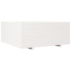 vidaXL Jardinieră de grădină, alb, 110x110x49,5 cm, lemn masiv de pin