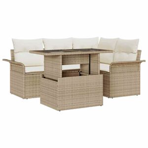 vidaXL Set de canapele pentru grădină cu pernă 5 pcs Bej Rattan poli