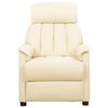 vidaXL Fotoliu de masaj cu ridicare, crem, piele ecologică