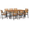 vidaXL Set mobilier de grădină, 9 piese, lemn masiv de acacia și metal