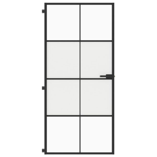vidaXL Ușă de interior negru 93x201,5 cm sticlă securiz./aluminiu slim