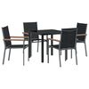 vidaXL Set de masă pentru grădină 5 buc. Negru