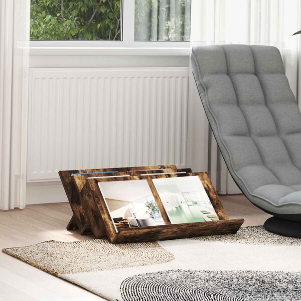 vidaXL Raft pentru reviste cu raft Stejar fumuriu 65 x 53 x 28,5 cm