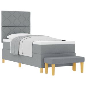 vidaXL Pat cu arcuri cu headboard Gri deschis 200 x 80 cm țesătură