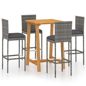 vidaXL Set mobilier de bar de grădină cu perne, 5 piese, gri