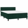 vidaXL Pat box spring cu saltea, verde &icirc;nchis, 140x190 cm, catifea