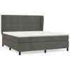 vidaXL Pat box spring cu saltea, gri &icirc;nchis, 180x200 cm, catifea