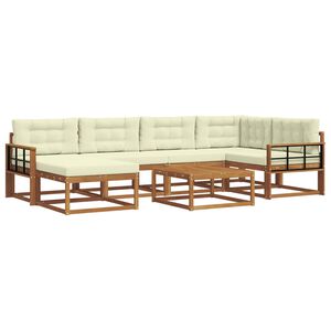 vidaXL Set de canapele de exterior cu pernă 7 pcs Natural și Crem