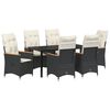vidaXL Set de masă pentru grădină cu pernă 7 pcs Negru poliratan