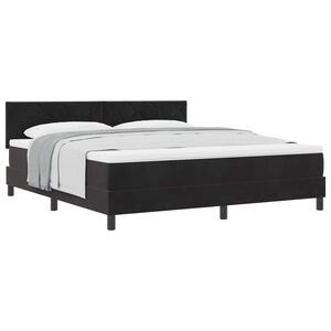 vidaXL Pat cu arcuri cu saltea cu headboard Negru 180 x 200 cm Catifea