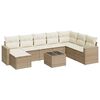 vidaXL Set canapele de grădină, 9 piese, cu perne, bej, poliratan