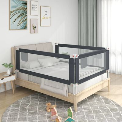 vidaXL Balustradă de protecție pat copii, gri închis, 140x25 cm textil
