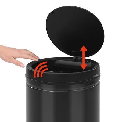 vidaXL Coș de gunoi automat cu senzor, 80 L, negru, oțel carbon