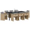 vidaXL Set de masă pentru grădină cu pernă 9 pcs Bej poliratan