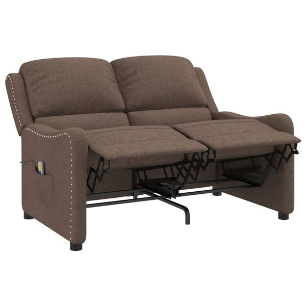 vidaXL Fotoliu rabatabil de masaj cu 2 locuri, gri taupe, textil