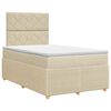 vidaXL Pat boxspring cu saltea cu headboard Crem 120 x 190 cm Țesătură
