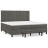 vidaXL Pat box spring cu saltea, gri &icirc;nchis, 200x200 cm, catifea