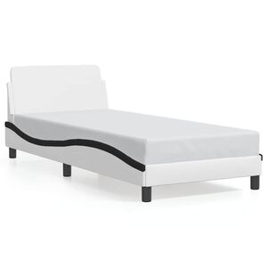vidaXL Cadru de pat Dover alb și negru, 80x200 cm, piele ecologică