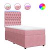 vidaXL Pat box spring cu saltea, roz, 80x200 cm, catifea
