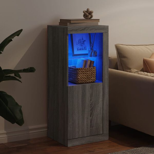 vidaXL Servantă cu lumini LED, gri sonoma, 41x37x100 cm