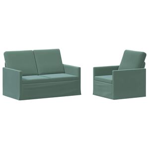 vidaXL Set de canapea 2 pcs Verde Mării Catifea