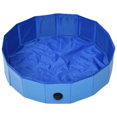 vidaXL Piscină pentru câini pliabilă, albastru, 80 x 20 cm, PVC