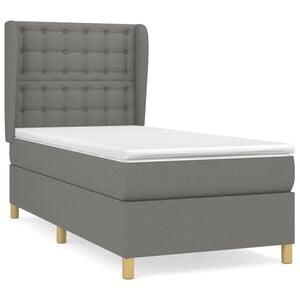 vidaXL Pat box spring cu saltea, gri &icirc;nchis, 80x200 cm, textil