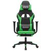 vidaXL Scaun de gaming cu suport picioare negru/verde, piele ecologică