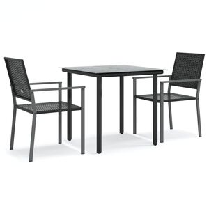 vidaXL Set mobilier de grădină, 3 piese, poliratan și oțel