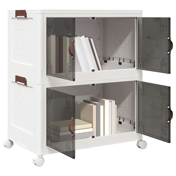 vidaXL Cutie de depozitare stivuită cu roți 2 niveluri 75 L 64x40x76cm