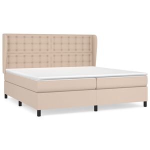 vidaXL Pat continental cu saltea, cappuccino, 200x200 cm, piele eco