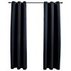 vidaXL Perdele opace cu inele, 2 buc., negru, 97x213 cm, material textil