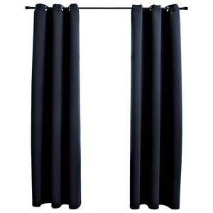 vidaXL Perdele opace cu inele, 2 buc., negru, 97x213 cm, material textil