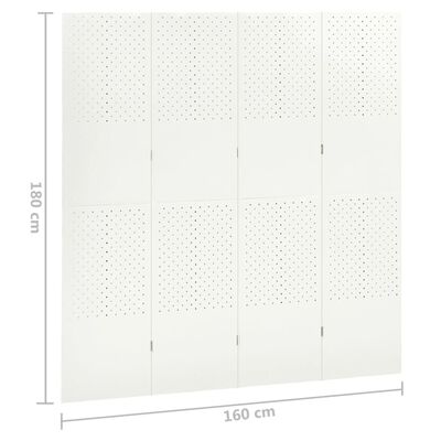 vidaXL Paravane de cameră cu 4 panouri,2 buc., alb, 160 x 180 cm,oțel