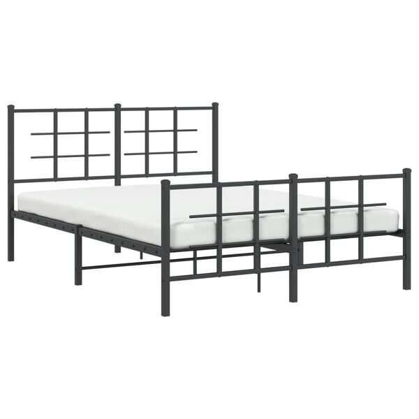 vidaXL Cadru pat metalic cu tăblie de cap/picioare, negru, 135x190 cm