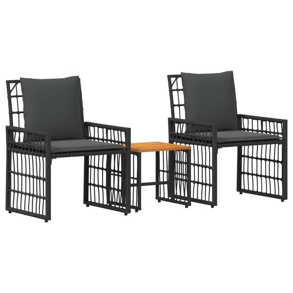 vidaXL Set de Mobilier pentru Exterior 3 pcs Negru și Gri &icirc;nchis