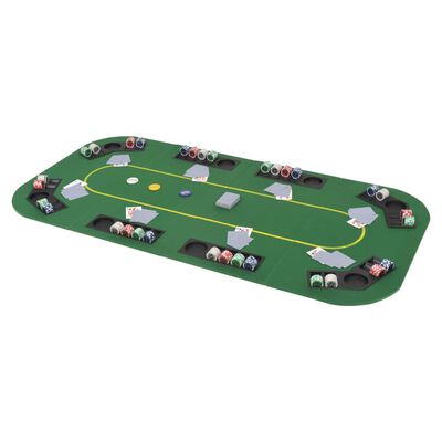 vidaXL Blat masă poker 8 jucători, pliabil în 4, dreptunghiular, verde