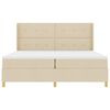 vidaXL Pat cu arcuri cu saltea cu headboard Crem 200 x 200 cm țesătură