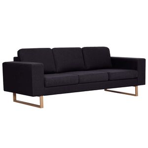 vidaXL Canapea cu 3 locuri, negru, material textil